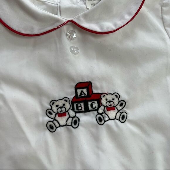 Vintage MCM 1950s ABC Teddy Bear Embroidered Classic Collared Shirt - Picture 2 of 6